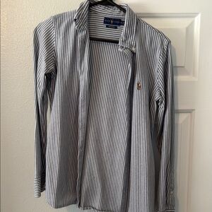 Polo by Ralph Lauren Women’s Gray and White Striped Shirt